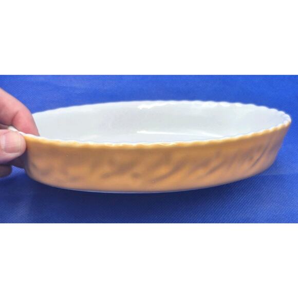 Valentina Oval Porcelain Baking Dish Orange White Italy 7.5x5" - Picture 1 of 9